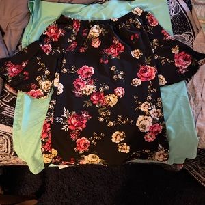Back flowery off the shoulder blouse